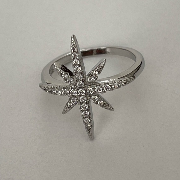 New Trendy 925 Sterling Silver Star Ring for Women Size 5